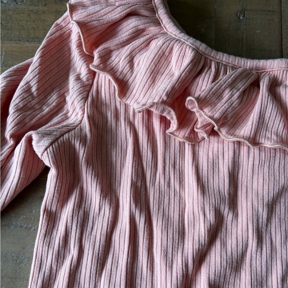 Cheeky plum ruffled top and chambray skirt set - Picture 3 of 12